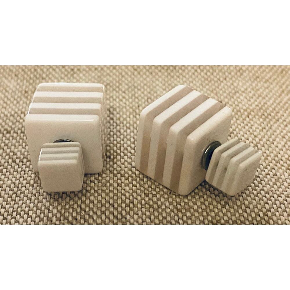 White Stripe Acrylic Cube Double Sided Earrings